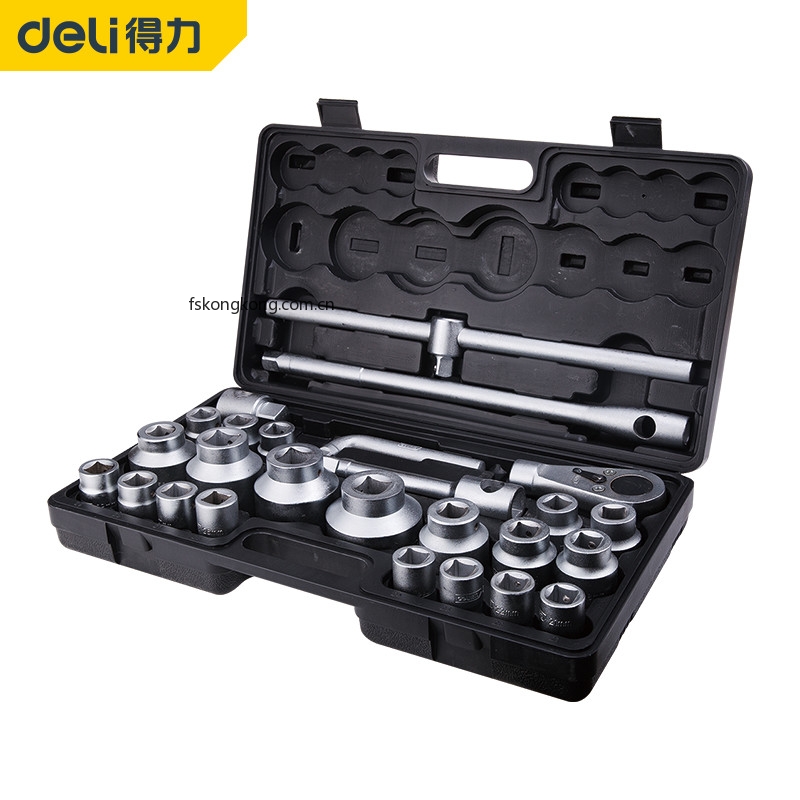 DELI/得力 DL1026B 26件19mm系列重型套筒组套(黑)(套)