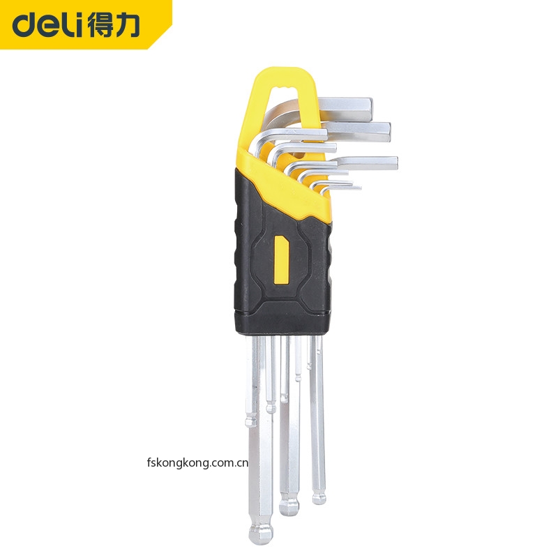 DELI/得力  DL3092  英制加长球头内六角组套9件套(黄)(套)