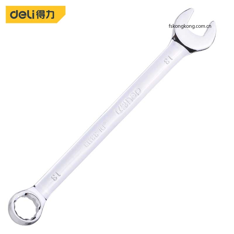 DELI/得力 DL33113 镜面两用扳手13mm铬钒钢(银)(把)