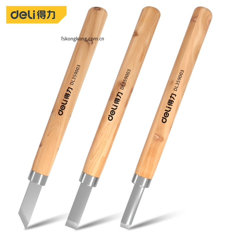 DELI/得力 DL359003 木柄雕刻刀3件套(黄)(把)