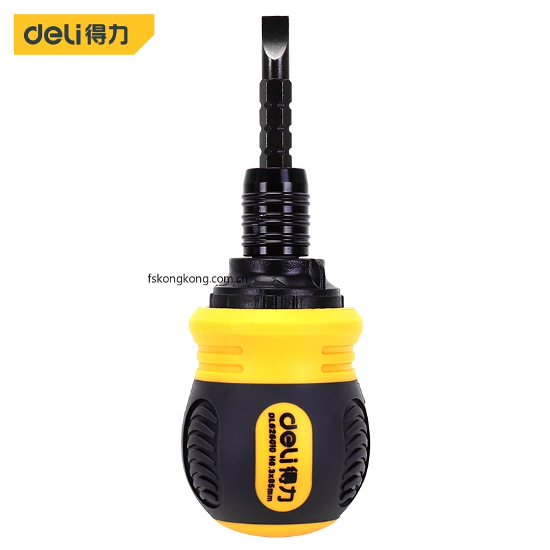 DELI/得力 DL626010 两用棘轮螺丝批6/PH2x80mm铬钒(黄)(把)
