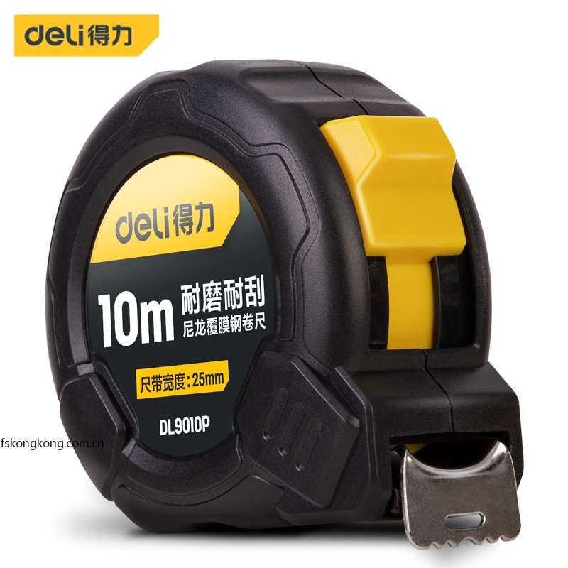 DELI/得力 DL9010P 钢卷尺10mx25mm尼龙覆膜(黑)(把)