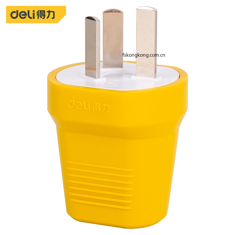 DELI/得力  T18297  电源插头三插250V~10A(黄)(个)